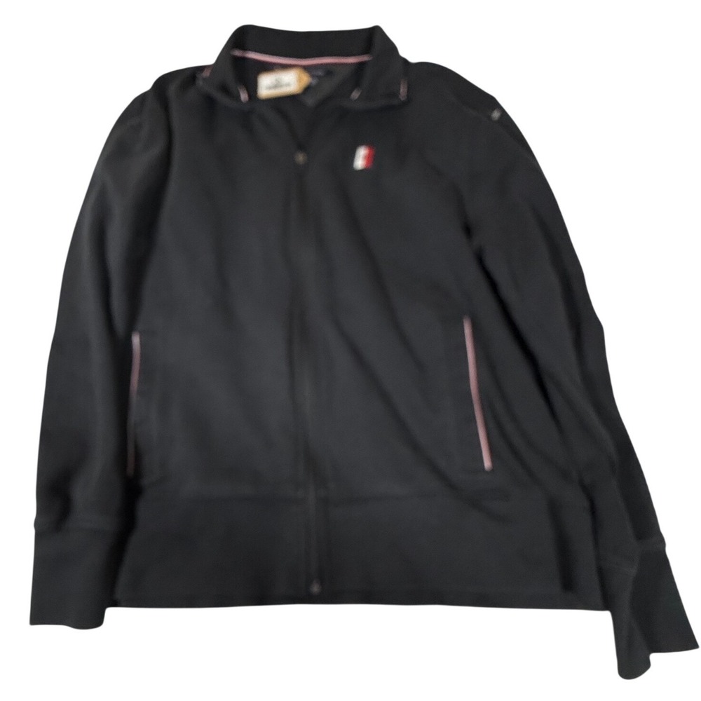 Tommy Hilfiger Full Zip Jacket Mens XL Gray Pink Piping Logo Mock Neck Sweater